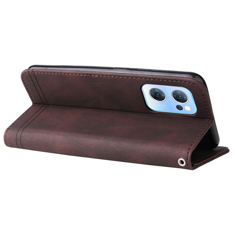 For OPPO Reno7 5G / Find X5 Lite Global Skin Feel Life Tree Metal Button Leather Phone Case