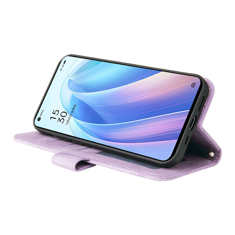 For OPPO Reno7 5G / Find X5 Lite Global Skin Feel Life Tree Metal Button Leather Phone Case