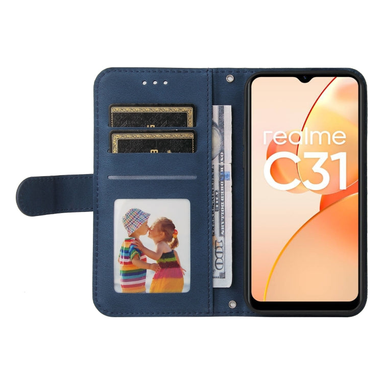 For OPPO Realme C31 Skin Feel Life Tree Metal Button Leather Phone Case