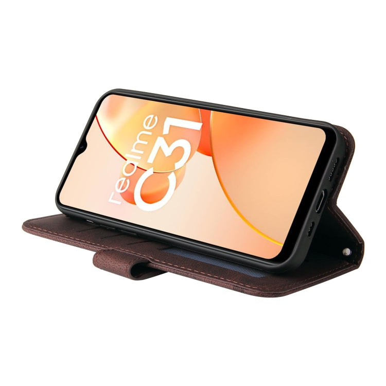 For OPPO Realme C31 Skin Feel Life Tree Metal Button Leather Phone Case