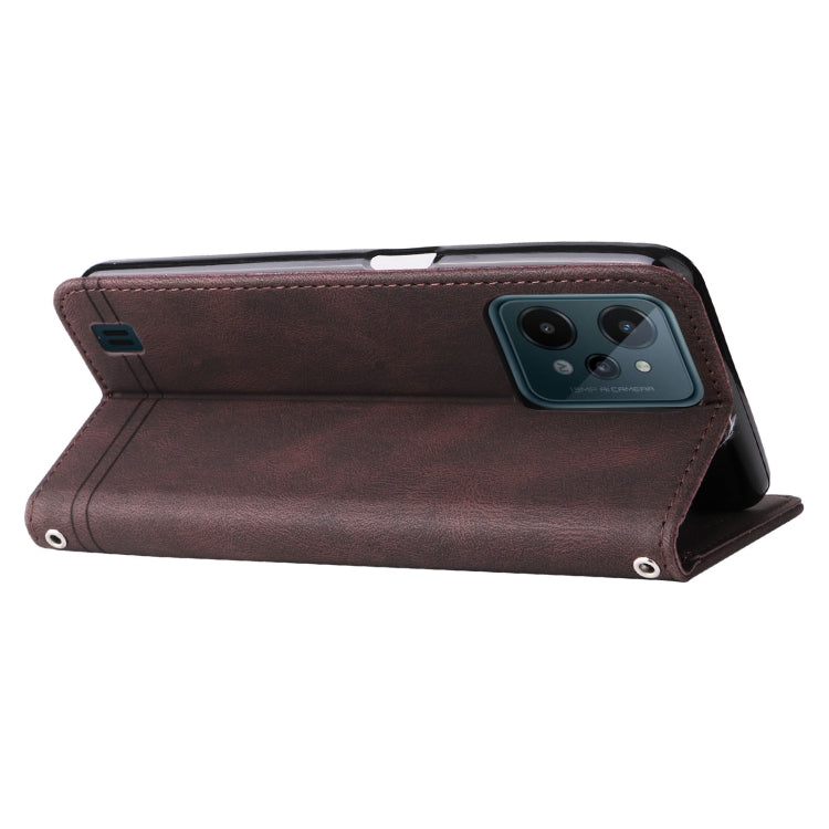 For OPPO Realme C31 Skin Feel Life Tree Metal Button Leather Phone Case