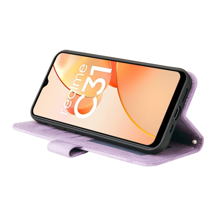 For OPPO Realme C31 Skin Feel Life Tree Metal Button Leather Phone Case