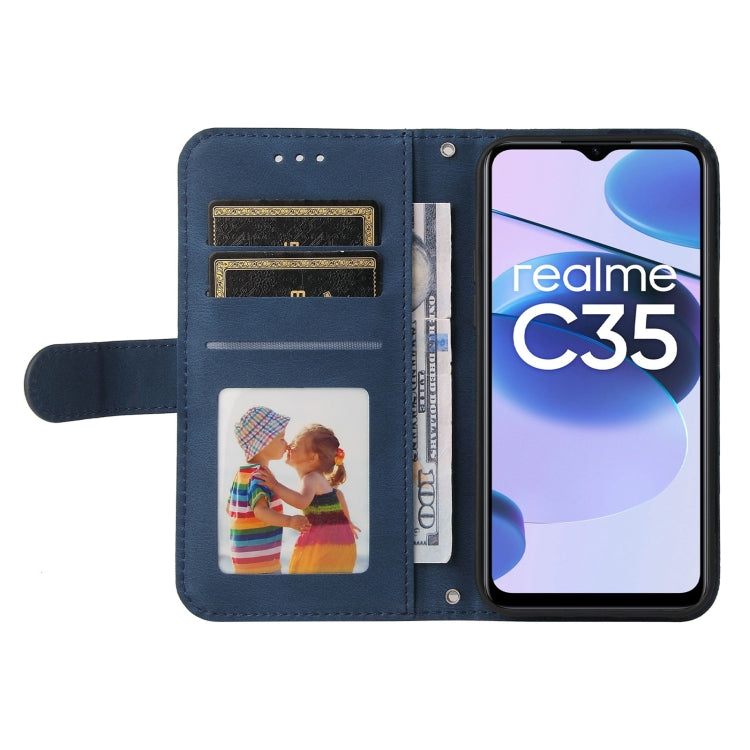 For OPPO Realme C35 Skin Feel Life Tree Metal Button Leather Phone Case