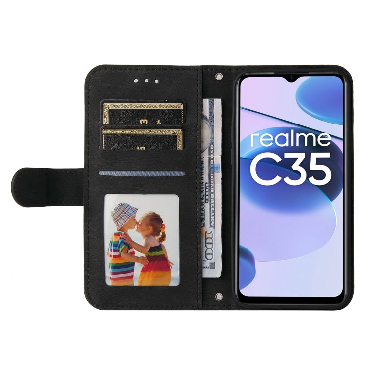 For OPPO Realme C35 Skin Feel Life Tree Metal Button Leather Phone Case