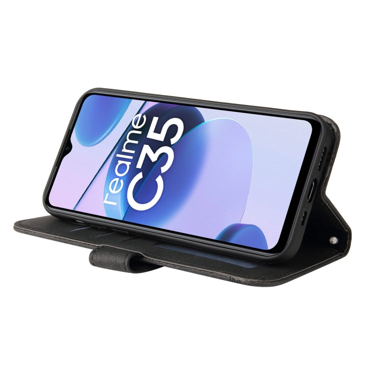 For OPPO Realme C35 Skin Feel Life Tree Metal Button Leather Phone Case