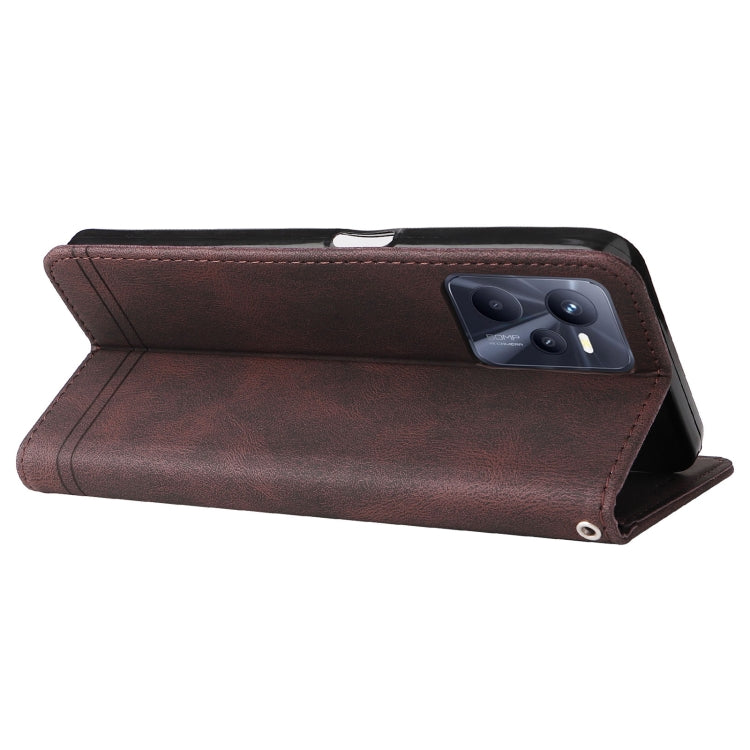 For OPPO Realme C35 Skin Feel Life Tree Metal Button Leather Phone Case