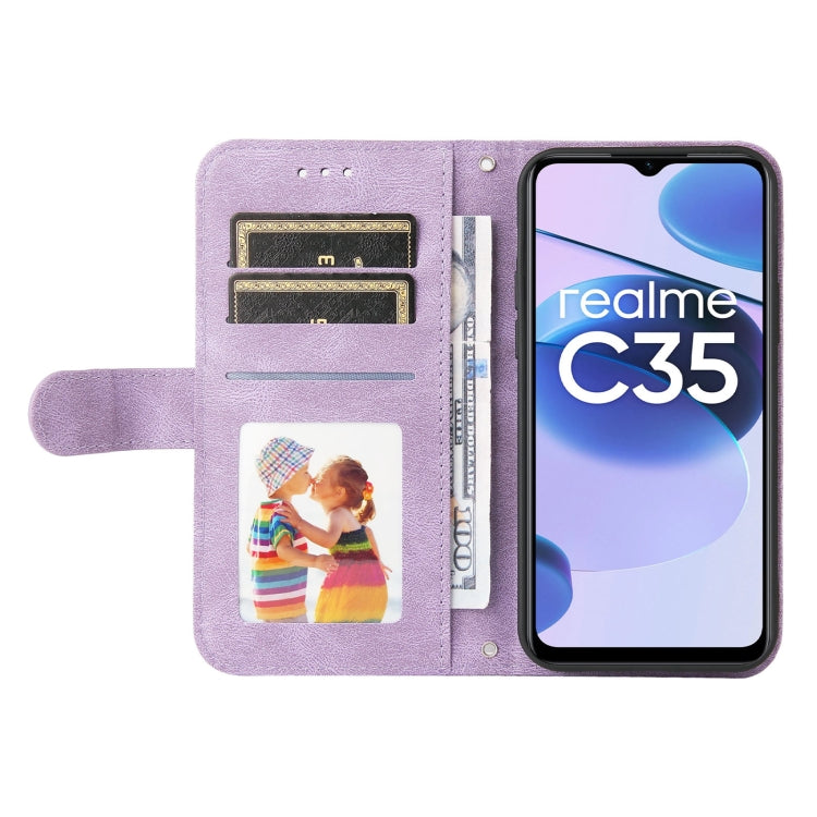 For OPPO Realme C35 Skin Feel Life Tree Metal Button Leather Phone Case