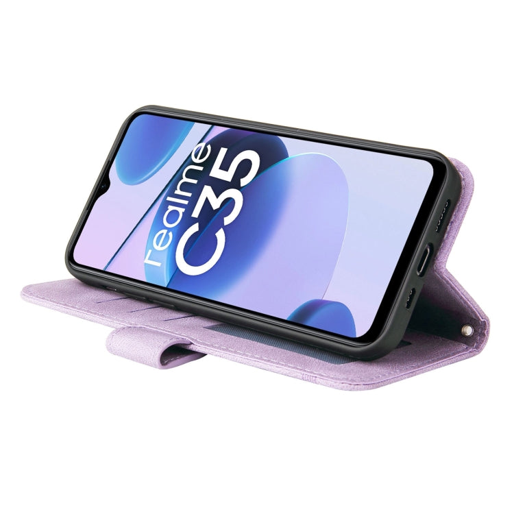 For OPPO Realme C35 Skin Feel Life Tree Metal Button Leather Phone Case