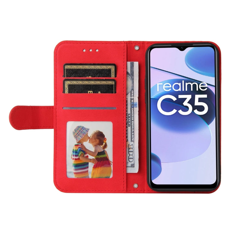 For OPPO Realme C35 Skin Feel Life Tree Metal Button Leather Phone Case