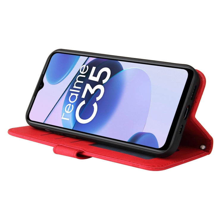 For OPPO Realme C35 Skin Feel Life Tree Metal Button Leather Phone Case