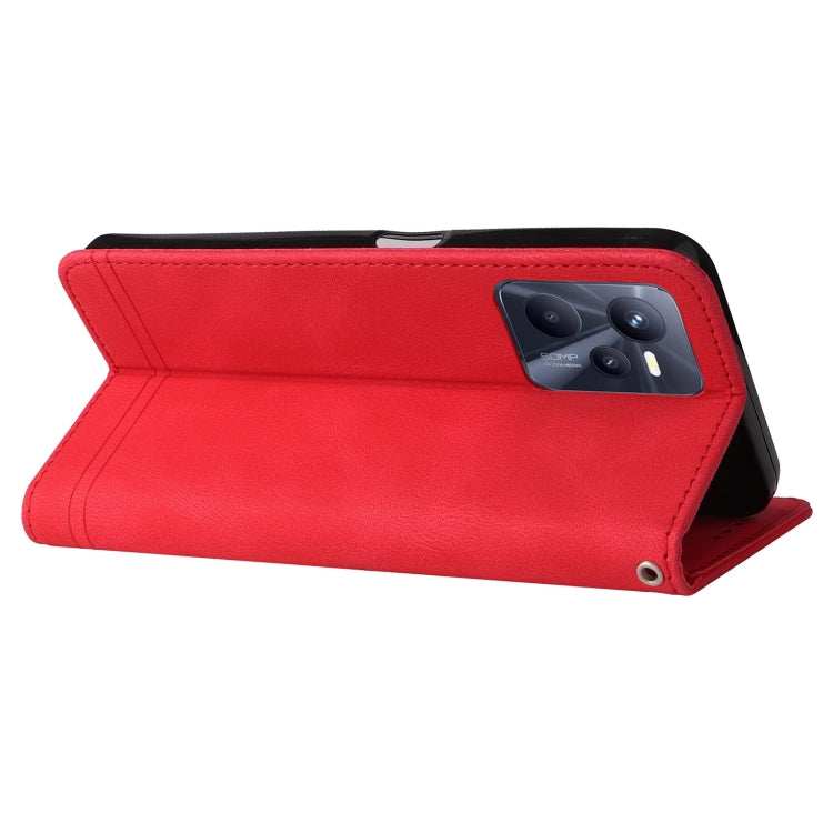 For OPPO Realme C35 Skin Feel Life Tree Metal Button Leather Phone Case