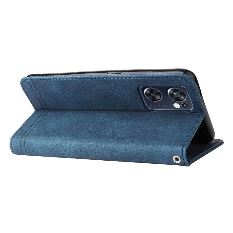 For OPPO Reno7 SE 5G Skin Feel Life Tree Metal Button Leather Phone Case