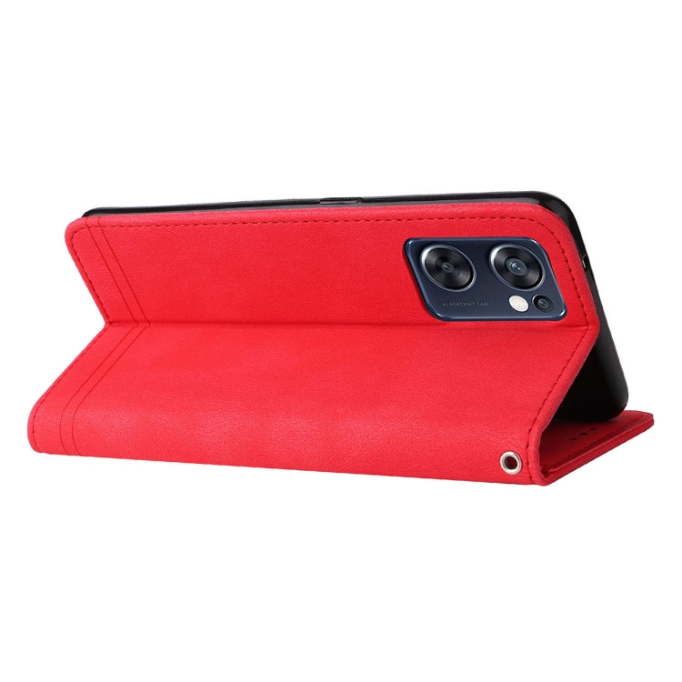 For OPPO Reno7 SE 5G Skin Feel Life Tree Metal Button Leather Phone Case