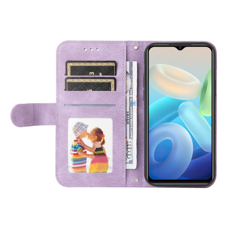 For vivo Y55 / Y75 / T1 5G Skin Feel Life Tree Metal Button Leather Phone Case