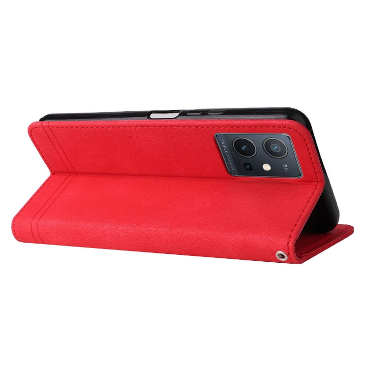 For vivo Y55 / Y75 / T1 5G Skin Feel Life Tree Metal Button Leather Phone Case