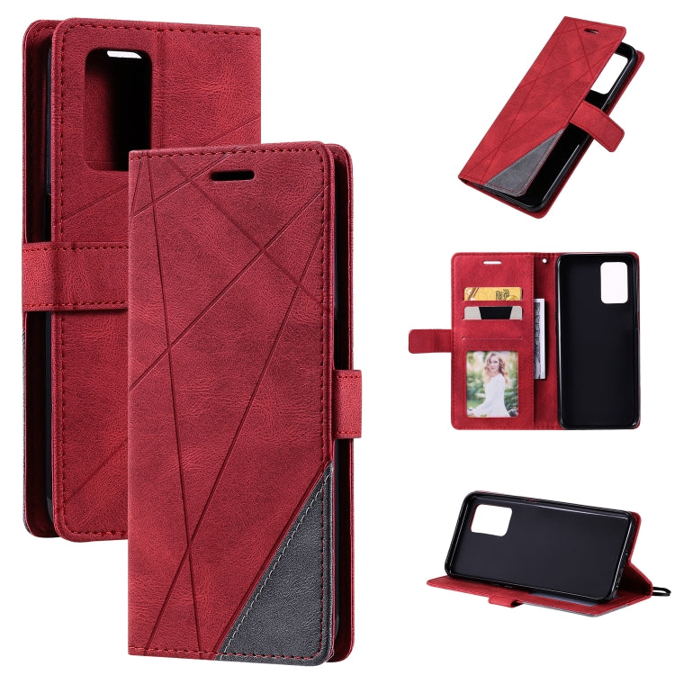 For OPPO Realme 8i Skin Feel Splicing Leather Phone Case