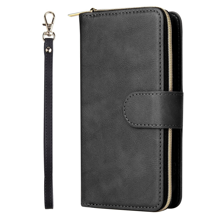 For iPhone 13 mini 9 Card Slots Zipper Wallet Bag Leather Phone Case