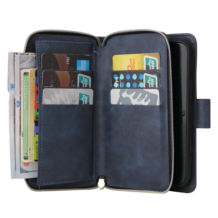 For iPhone 13 mini 9 Card Slots Zipper Wallet Bag Leather Phone Case