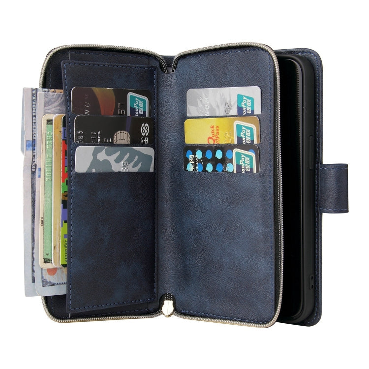 For iPhone 13 Pro Max 9 Card Slots Zipper Wallet Bag Leather Phone Case