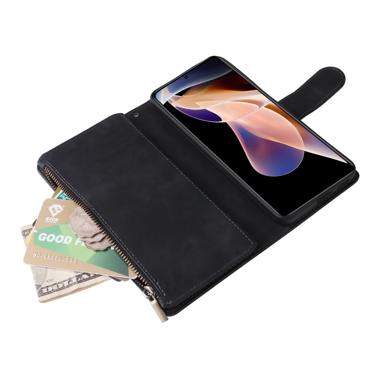For Xiaomi Redmi Note 11 Pro China Multifunctional Frosted Zipper Wallet Leather Phone Case