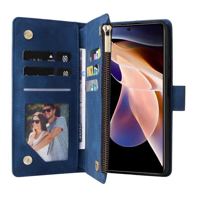 For Xiaomi Redmi Note 11 Pro China Multifunctional Frosted Zipper Wallet Leather Phone Case
