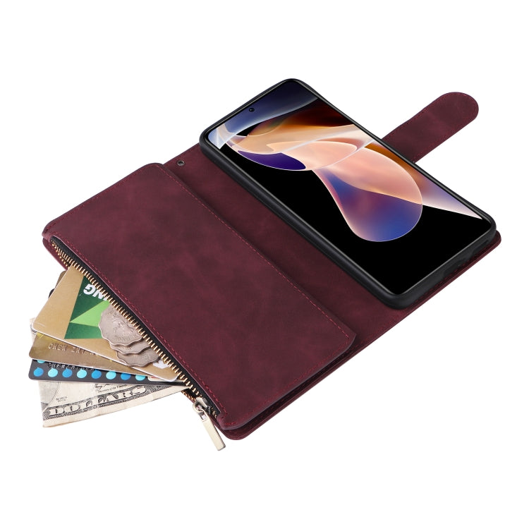 For Xiaomi Redmi Note 11 Pro China Multifunctional Frosted Zipper Wallet Leather Phone Case