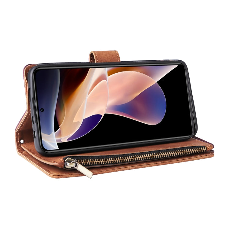 For Xiaomi Redmi Note 11 Pro China Multifunctional Frosted Zipper Wallet Leather Phone Case