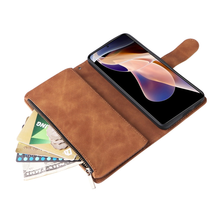 For Xiaomi Redmi Note 11 Pro China Multifunctional Frosted Zipper Wallet Leather Phone Case