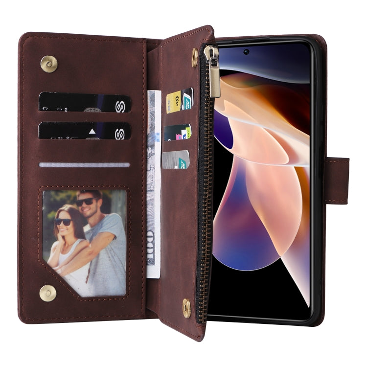 For Xiaomi Redmi Note 11 Pro China Multifunctional Frosted Zipper Wallet Leather Phone Case