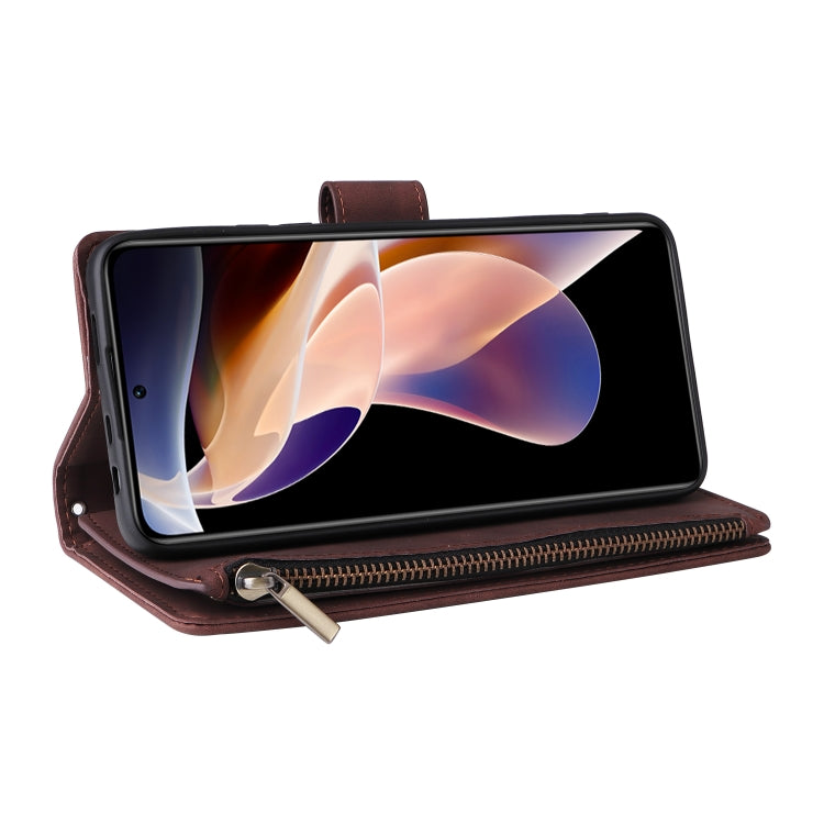 For Xiaomi Redmi Note 11 Pro China Multifunctional Frosted Zipper Wallet Leather Phone Case