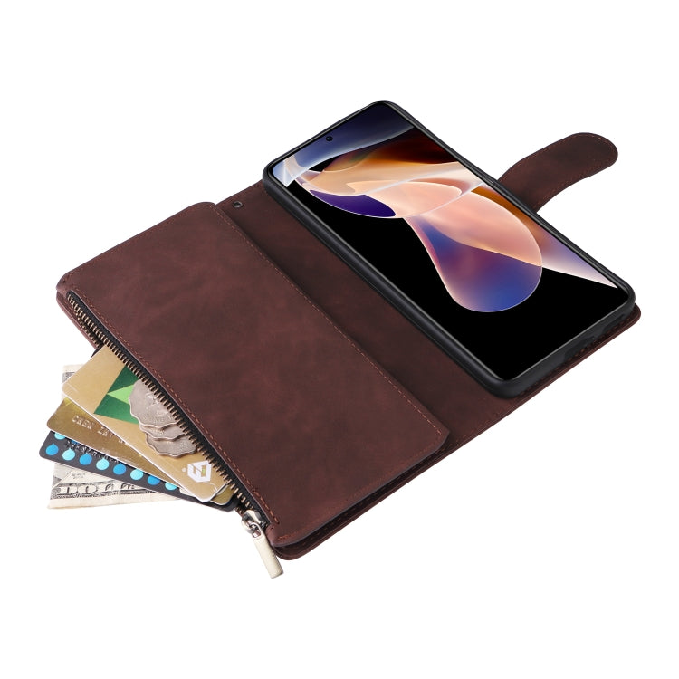For Xiaomi Redmi Note 11 Pro China Multifunctional Frosted Zipper Wallet Leather Phone Case