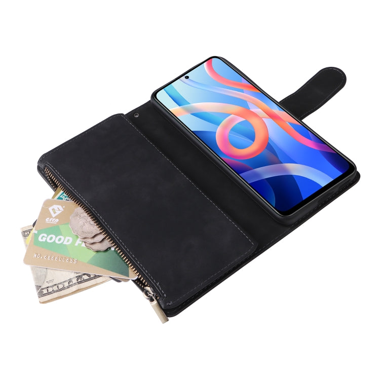 For Xiaomi Redmi Note 11 China Multifunctional Frosted Zipper Wallet Leather Phone Case