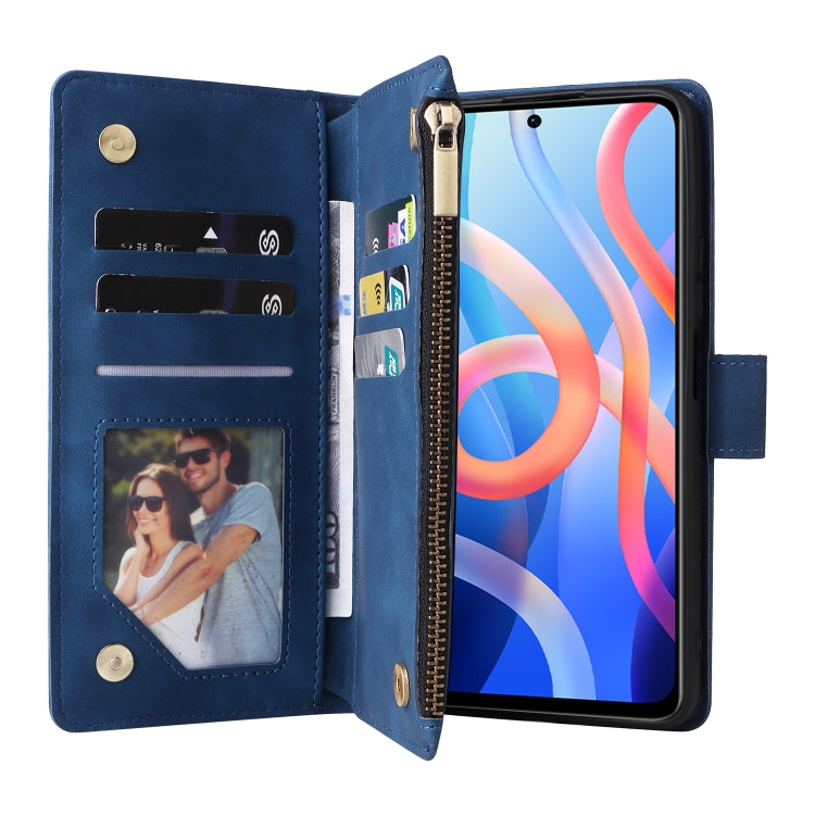 For Xiaomi Redmi Note 11 China Multifunctional Frosted Zipper Wallet Leather Phone Case