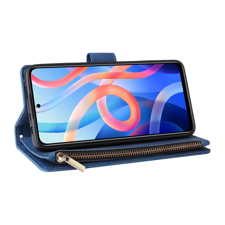 For Xiaomi Redmi Note 11 China Multifunctional Frosted Zipper Wallet Leather Phone Case