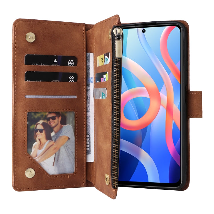 For Xiaomi Redmi Note 11 China Multifunctional Frosted Zipper Wallet Leather Phone Case