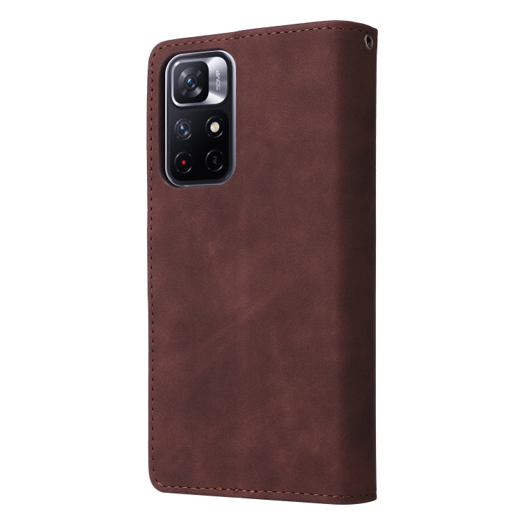 For Xiaomi Redmi Note 11 China Multifunctional Frosted Zipper Wallet Leather Phone Case