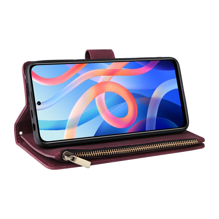 For Xiaomi Redmi Note 11 China Multifunctional Frosted Zipper Wallet Leather Phone Case