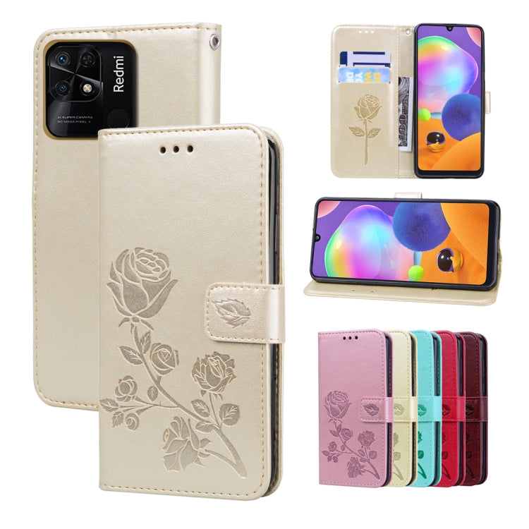 For Xiaomi Redmi 10C Rose Embossed Leather Phone Case