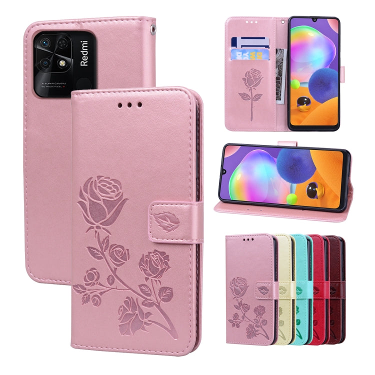 For Xiaomi Redmi 10C Rose Embossed Leather Phone Case
