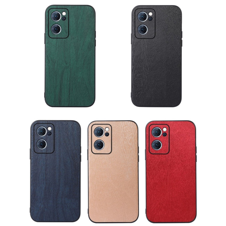 For OPPO Reno7 5G Chinese Version Wood Texture PU Phone Case