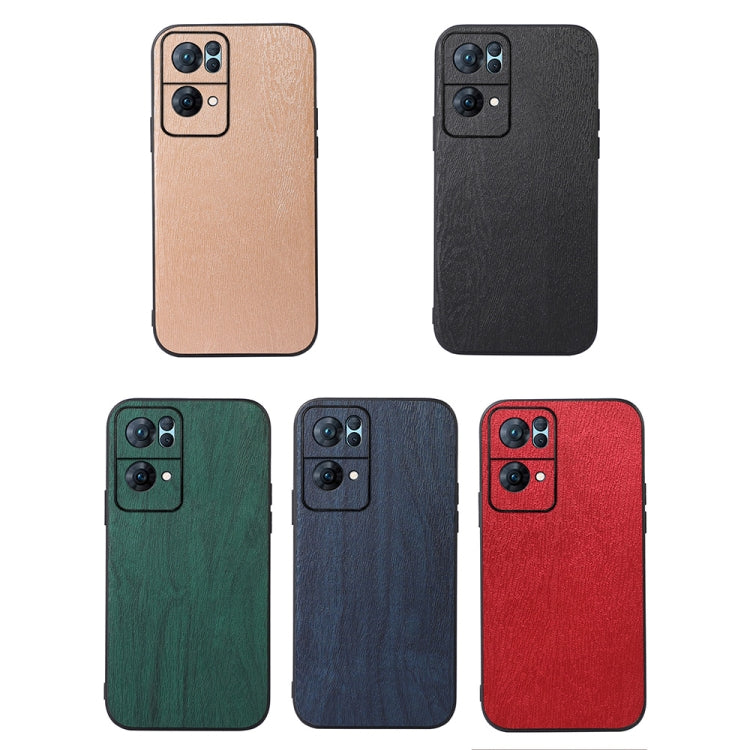 For OPPO Reno7 Pro Wood Texture PU Phone Case