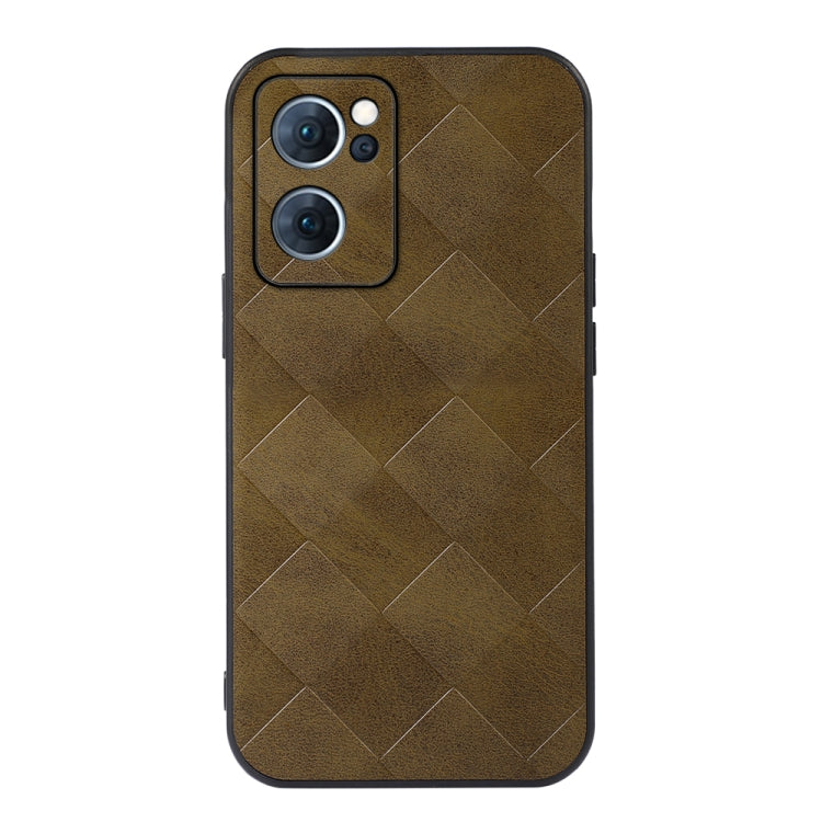 For OPPO Reno7 5G Chinese Version Weave Plaid PU Phone Case