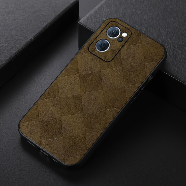 For OPPO Reno7 5G Chinese Version Weave Plaid PU Phone Case