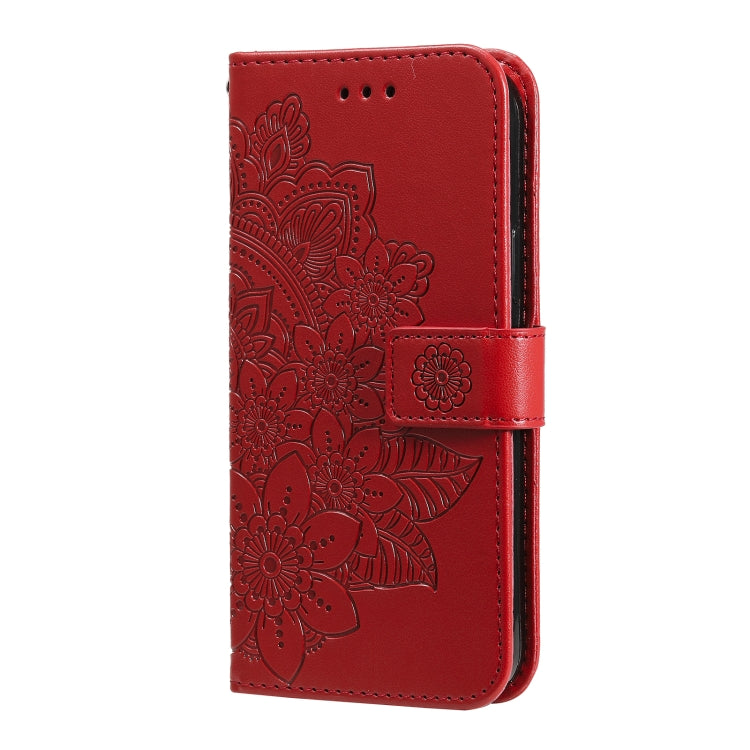 For Xiaomi Redmi 10C 4G/Redmi 10 India 7-petal Flowers Embossed Flip Leather Phone Case
