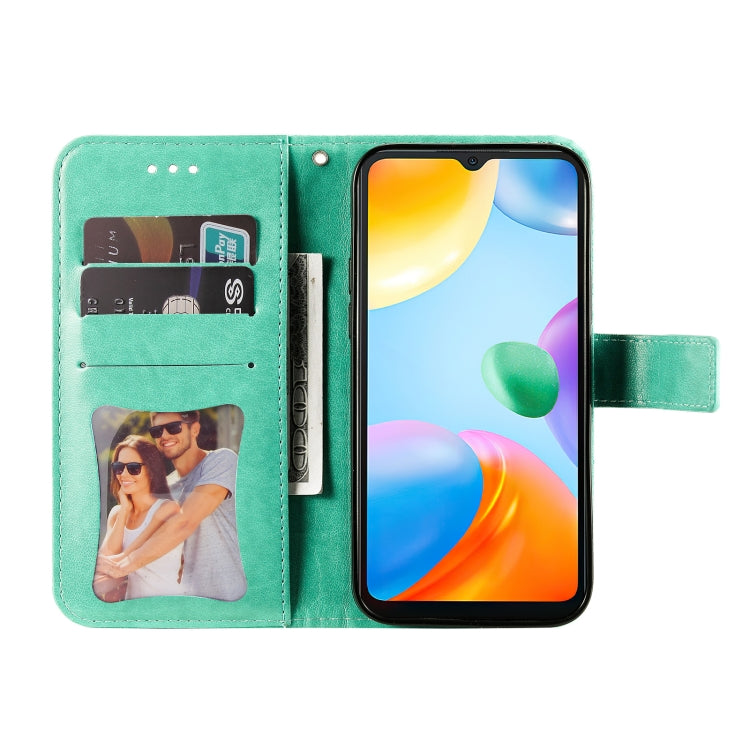 For Xiaomi Redmi 10C 4G/Redmi 10 India 7-petal Flowers Embossed Flip Leather Phone Case