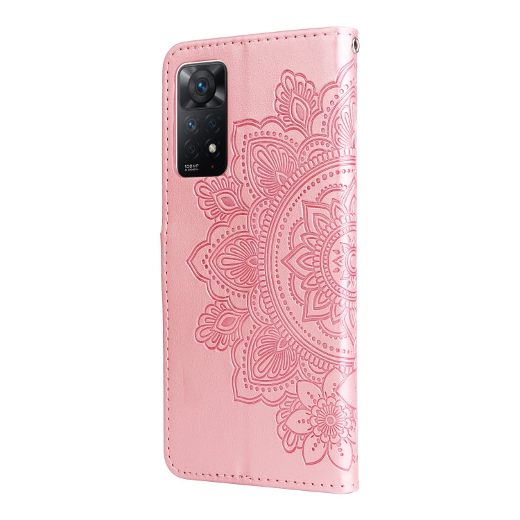 For Xiaomi Redmi Note 11 Pro 4G Global/Redmi Note 11 Pro 5G Global/Redmi Note 11E Pro 7-petal Flowers Embossed Flip Leather Phone Case