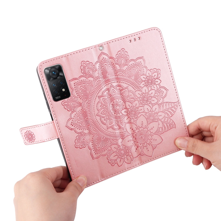 For Xiaomi Redmi Note 11 Pro 4G Global/Redmi Note 11 Pro 5G Global/Redmi Note 11E Pro 7-petal Flowers Embossed Flip Leather Phone Case