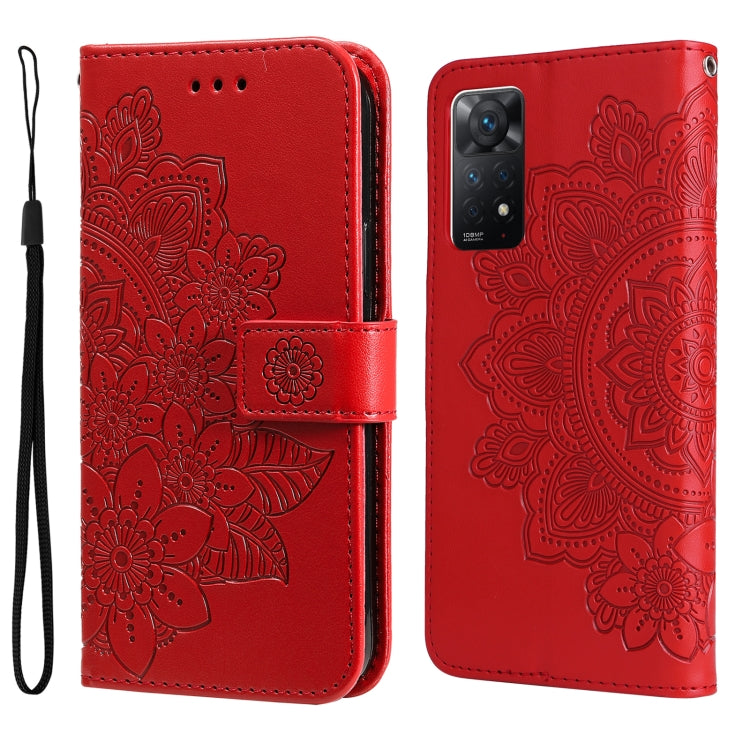 For Xiaomi Redmi Note 11 Pro 4G Global/Redmi Note 11 Pro 5G Global/Redmi Note 11E Pro 7-petal Flowers Embossed Flip Leather Phone Case