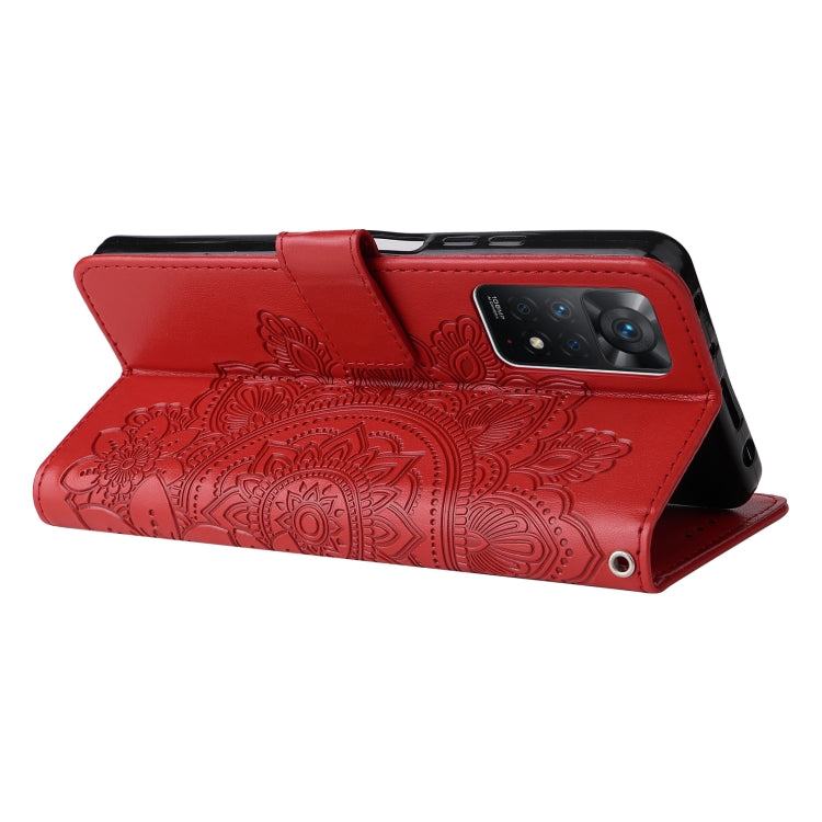 For Xiaomi Redmi Note 11 Pro 4G Global/Redmi Note 11 Pro 5G Global/Redmi Note 11E Pro 7-petal Flowers Embossed Flip Leather Phone Case