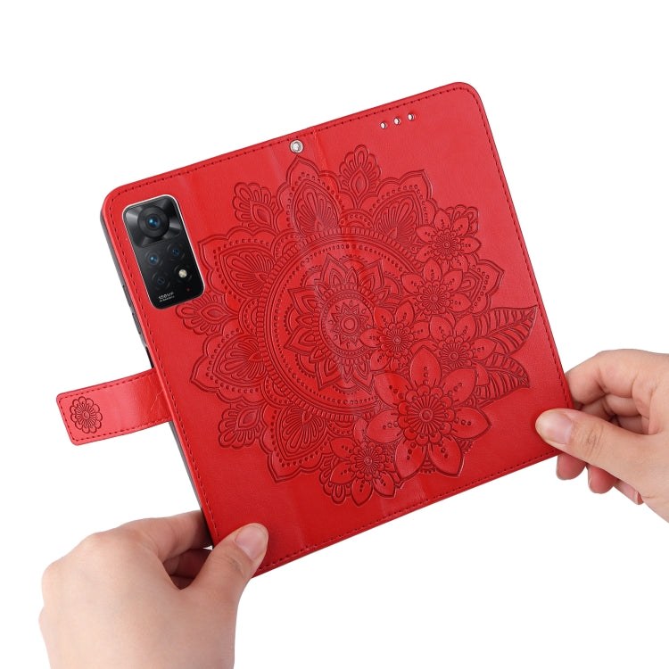 For Xiaomi Redmi Note 11 Pro 4G Global/Redmi Note 11 Pro 5G Global/Redmi Note 11E Pro 7-petal Flowers Embossed Flip Leather Phone Case